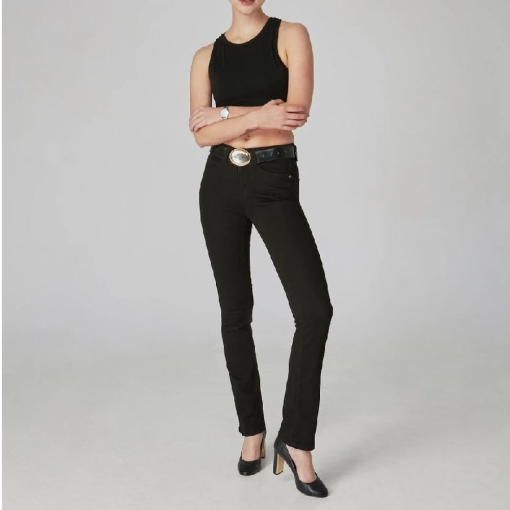 Lola Kate-BLK High-Rise Straight Jeans